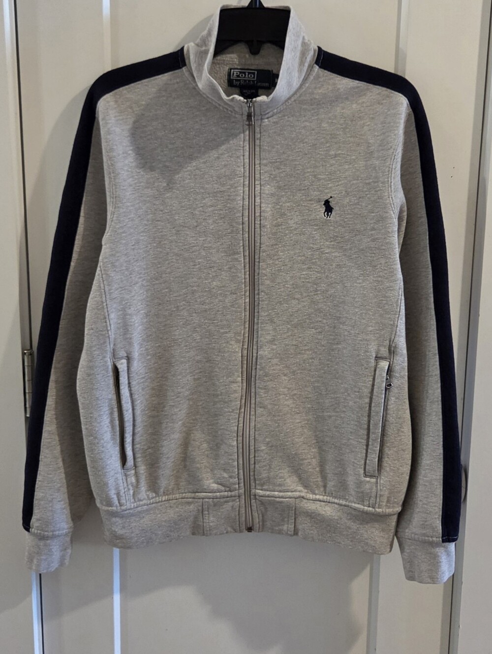 Vintage Polo Ralph Lauren Full-Zip Sweatshirt Track Jacket - Size Medium - Grey
